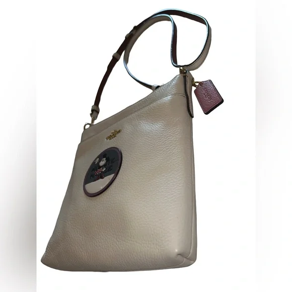 COACH Pebbled Leather Minnie Mouse Kitt Messenger Crossbody With Patches - Picture 7 of 16